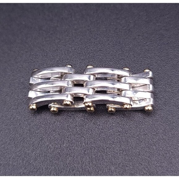 Tiffany & Co Vintage Sterling Silver 18kt Yellow Gold Gatelink Ring Size 6.75 - Picture 7 of 8